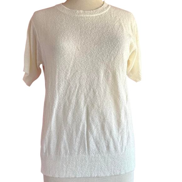 Womens Top Size Large White Sweater Tee Casual Elegance Summer Boating Vacation - Picture 1 of 7